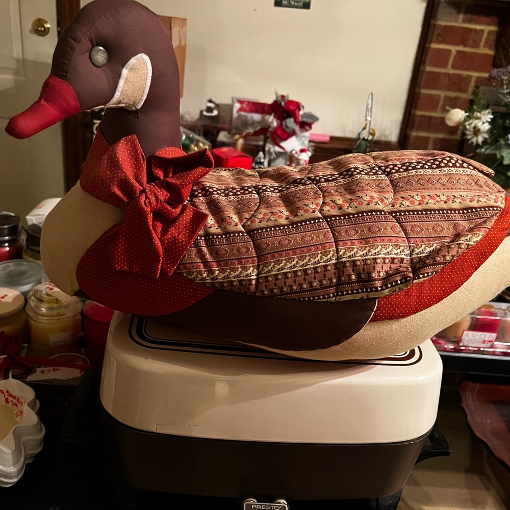 Handcrafted Brown and Red Holiday Goose Decor